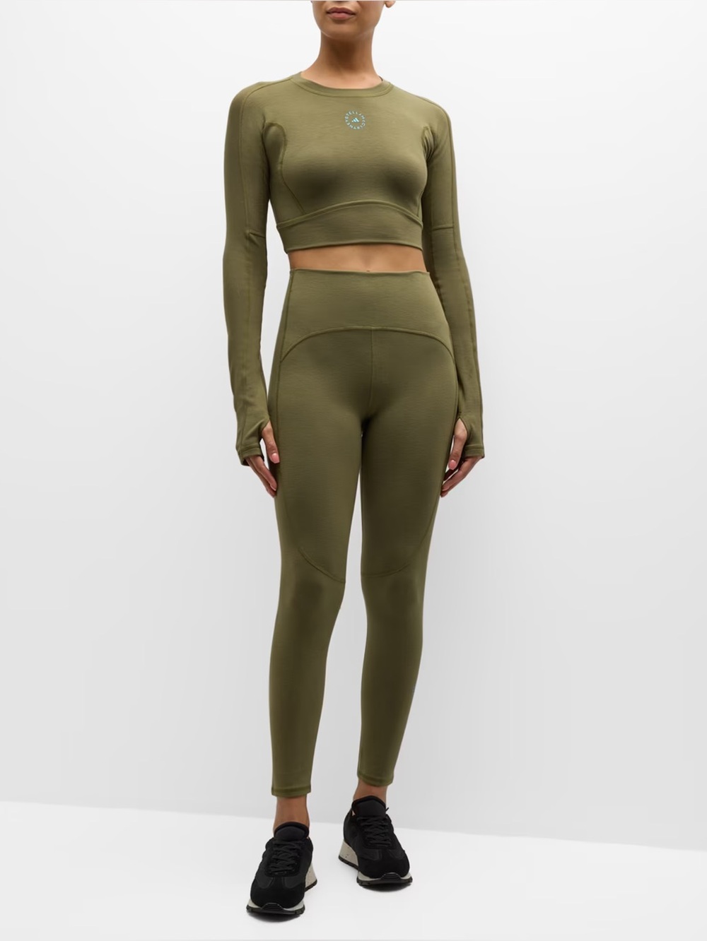 Stella McCartney Olive Cropped Long-Sleeve Sweatshirt